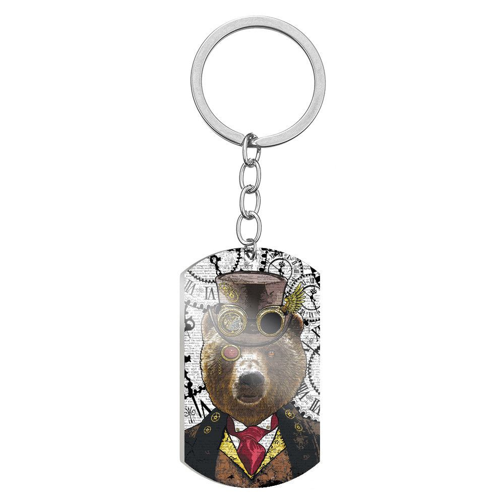 Wholesale Steampunk Retro Mechanical Gear Animal Stainless Steel Keychain