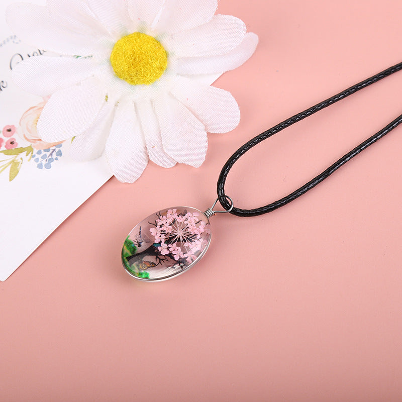 Wholesale Gypsophila Dry Flower Necklace Life Tree Plant Necklace