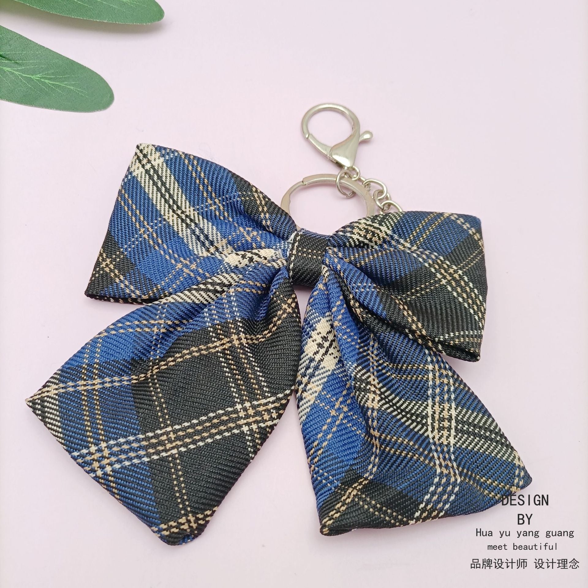 Wholesale JK handmade plaid skirt tie pendant bow keychain