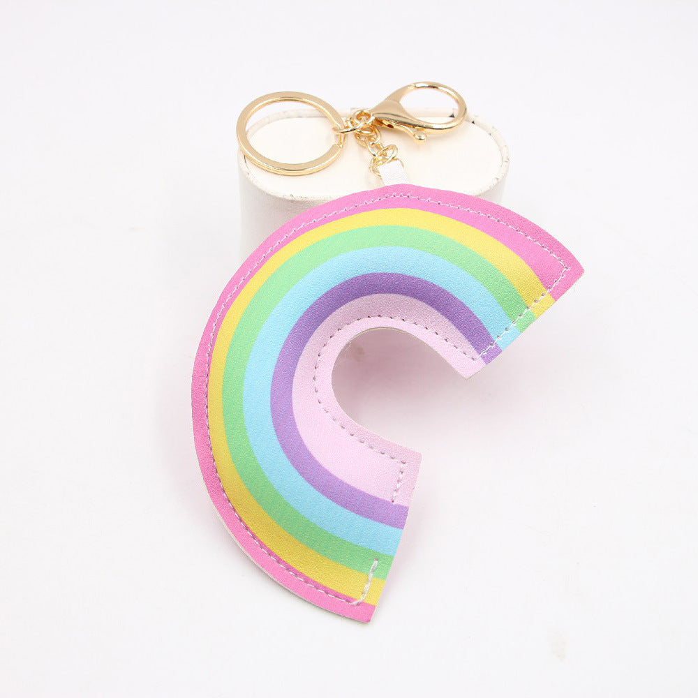 Wholesale Rainbow Cotton-filled Leather Keychain