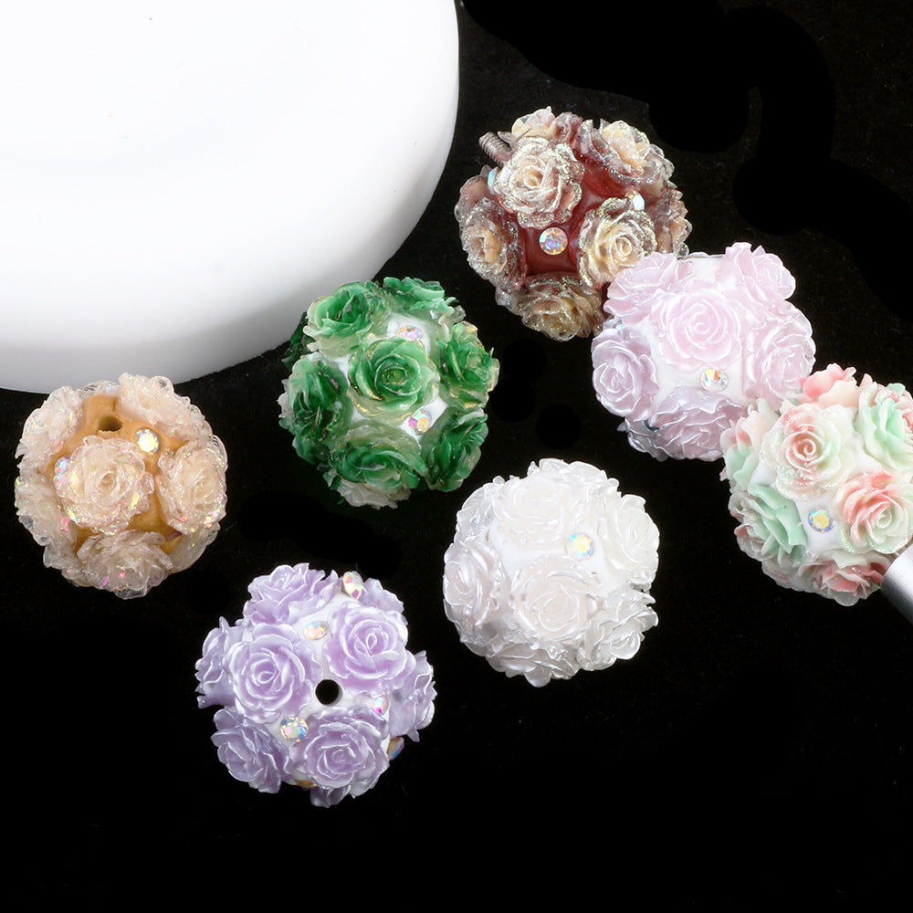 Wholesale 6pcs/pack  Luminous  Soft Flower DIY Wearable Straight Hole Beads