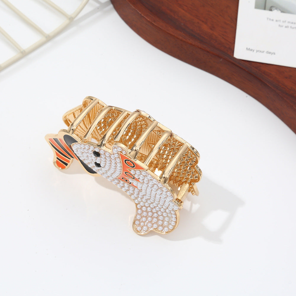 Wholesale  Cute Cartoon Alloy Hair Claw Clip With Pearl Beads Enamel Design Fashion Hair Accessory For Party Gift