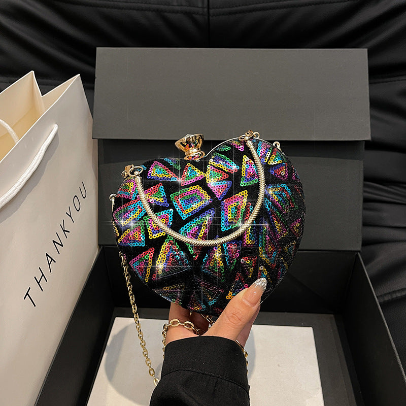 Wholesale Sequined patchwork hand-held clip buckle shell bag crossbody bag