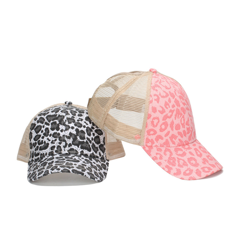 Wholesale Leopard camouflage mesh outdoor fashion sun visor high ponytail baseball cap