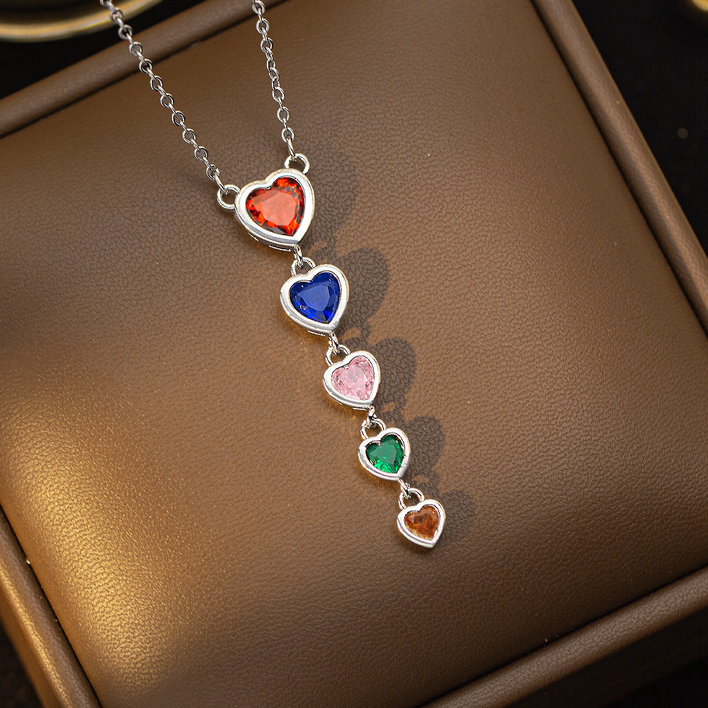 Wholesale Square colored zircon titanium steel necklace