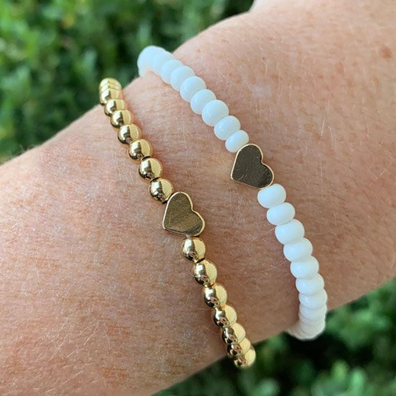 Wholesale Beaded Heart Bracelet 2-Piece Set
