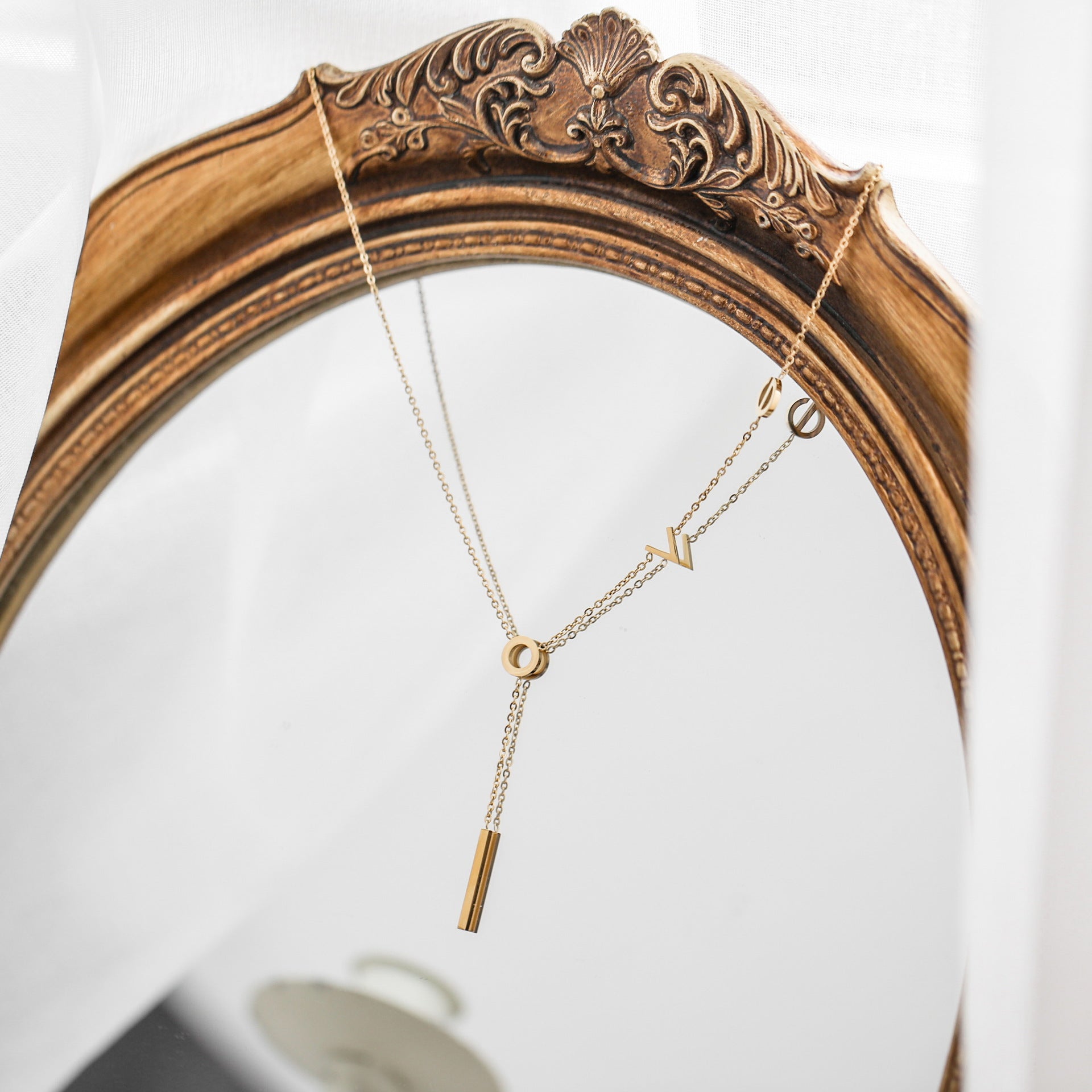 Wholesale LOVE Tassel Necklace Chain Women's Summer Collarbone Chain Simple Niche Woolen Chain Without Fading Valentine's Day