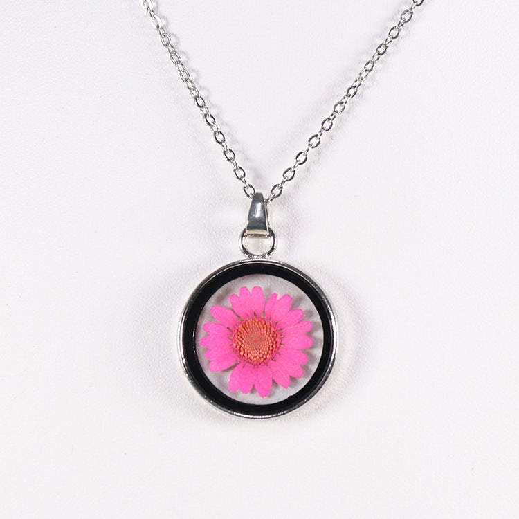 Wholesale 10pcs Four-leaf Clover Daisy Baby's Breath Pendant Necklace