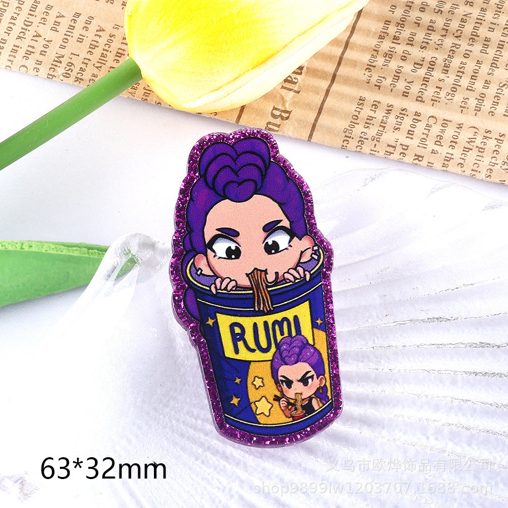 Wholesale 10pcs/ pack Cartoon Girl Cute Pendant Acrylic Pin DIY Accessories