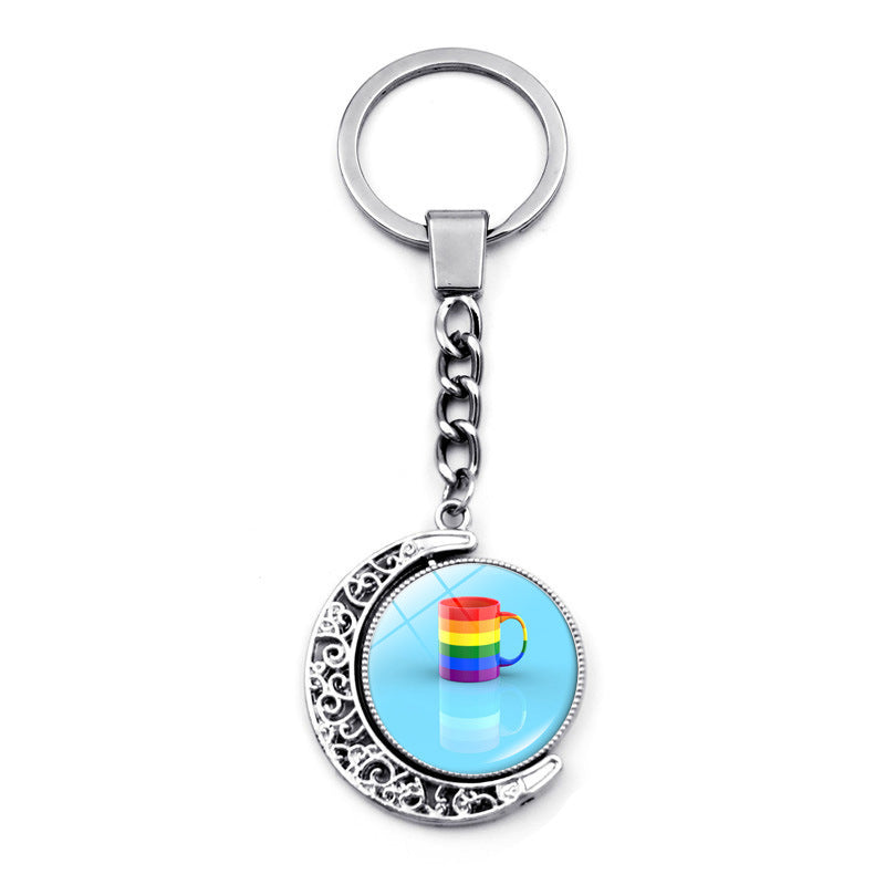 Wholesale Rainbow Double Sided Spin Pendant Keychains