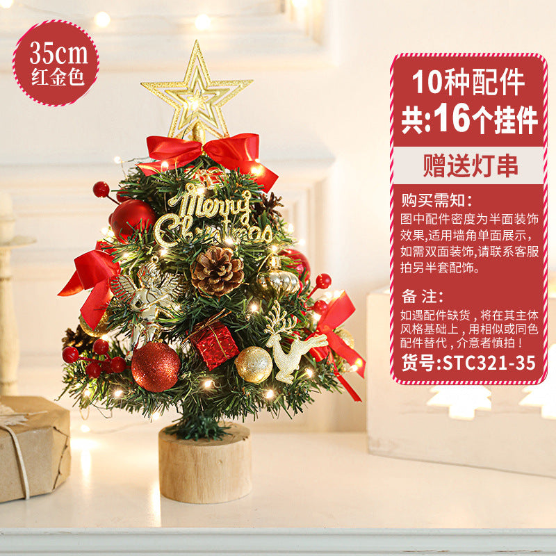Wholesale Christmas small red desktop Christmas tree stakes ornaments DIY material package to decorate Christmas
