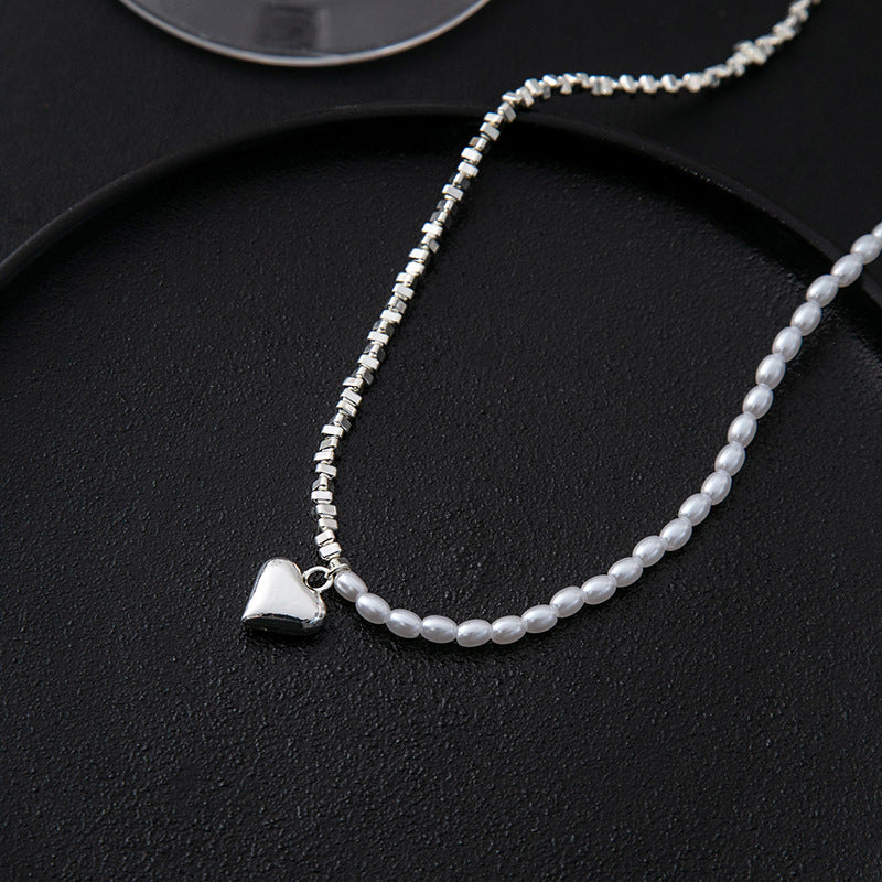 Wholesale Silver  with Pearl Hearts Necklace