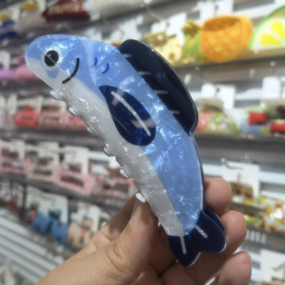 Wholesale Spray Painted PVC Sardine Fish Hair Clip Everyday Styling Women S Boutique Hair Accessory