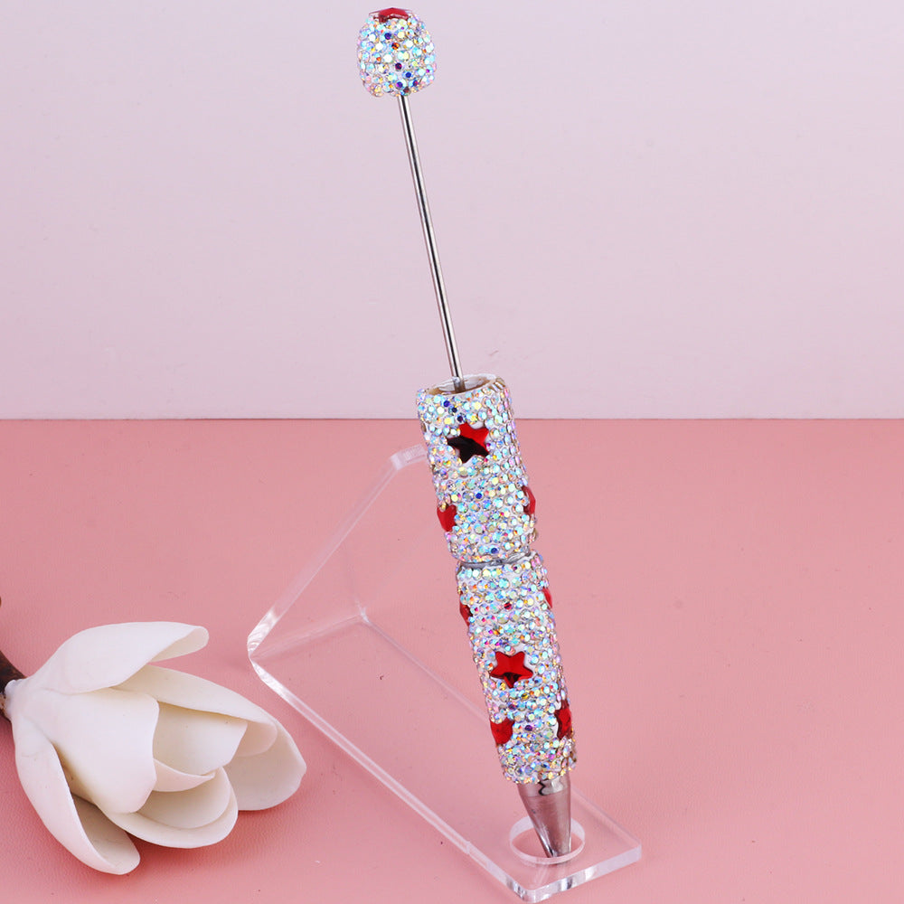 Wholesale  Live Hot Sale Colorful Star Star Moon Zircon Diamond Pen Ceramic Mud Full Diamond Beaded Pen DIY Beaded Accessories
