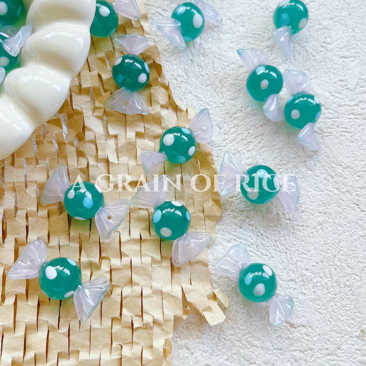 Wholesale Handmade glass polka dot candy beads