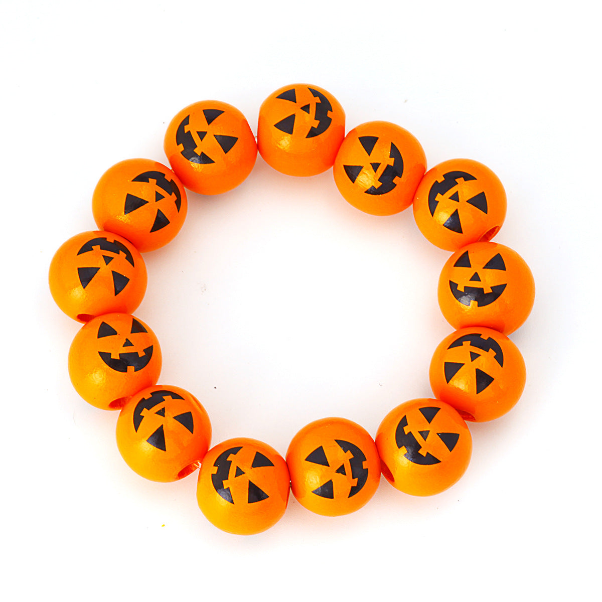 Wholesale Halloween Bracelet Beaded Pumpkin Head Skull Ghost Beads 16mm Wooden Beads Black Stone Bracelets