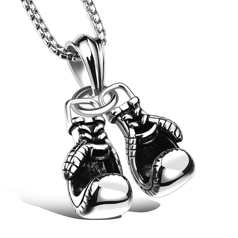 Wholesale Double Boxing Glove Alloy Pendant Necklace Men Necklaces