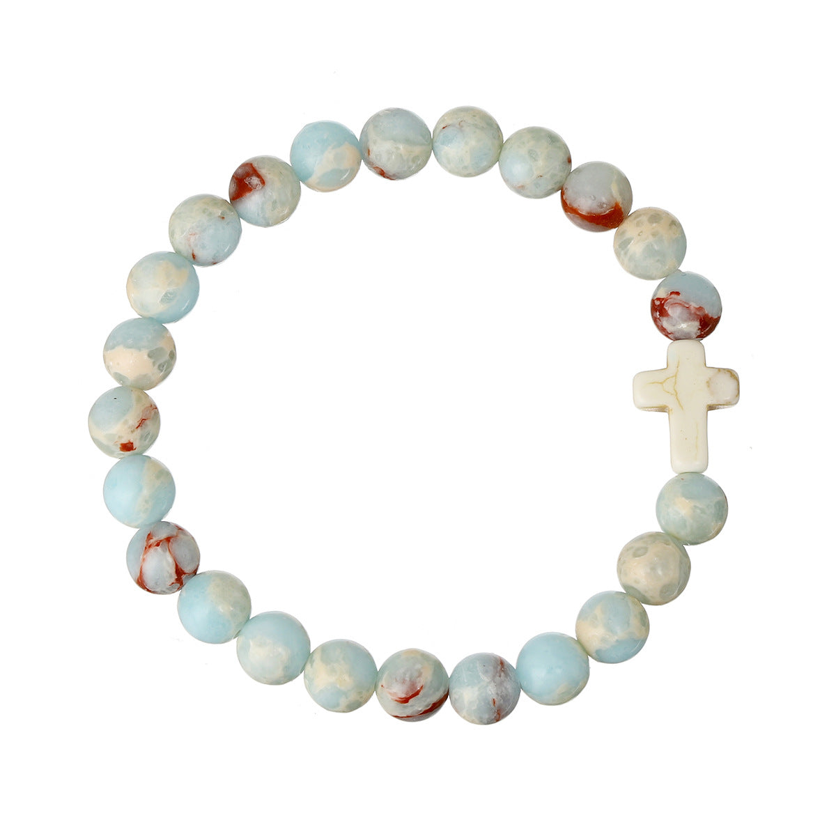 Wholesale Imperial Stone Mixed Color Cross Bead Bracelet