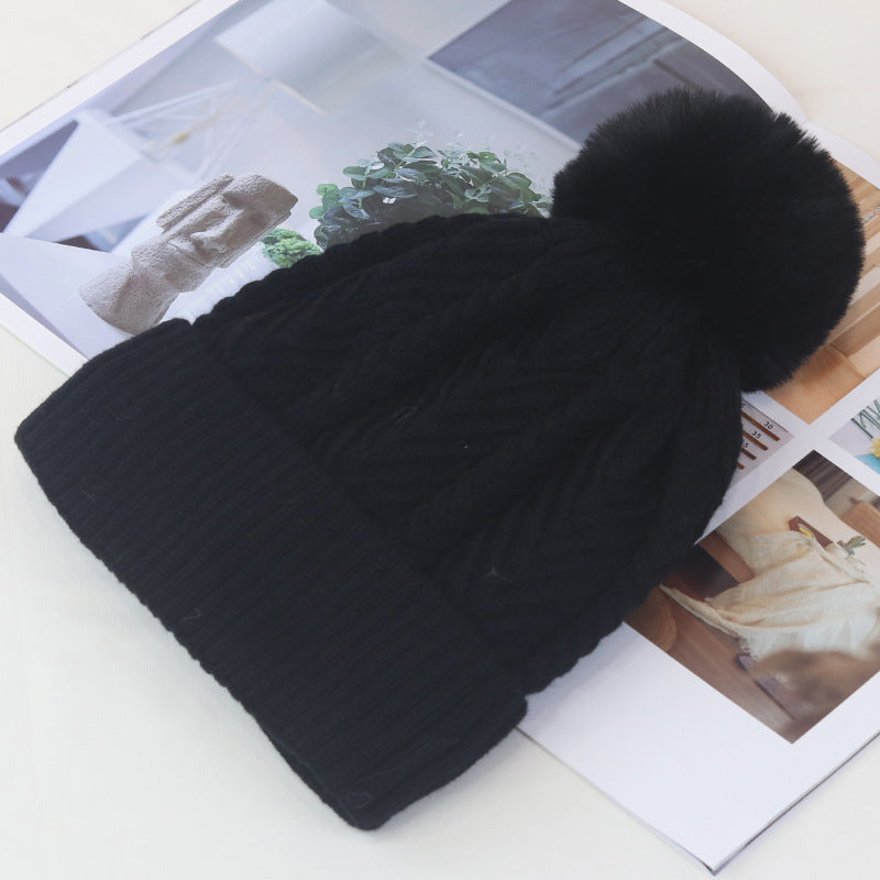 Wholesale Autumn and Winter Solid Color Fur Ball Cold Cashmere  Hat