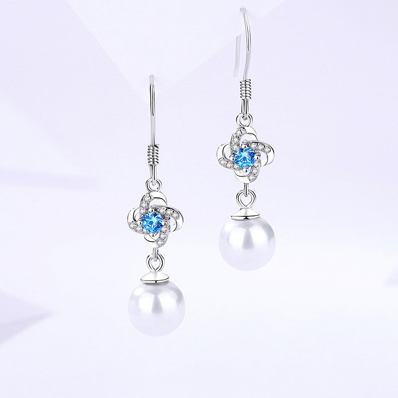 Wholesale S999 sterling silver four-leaf clover earrings