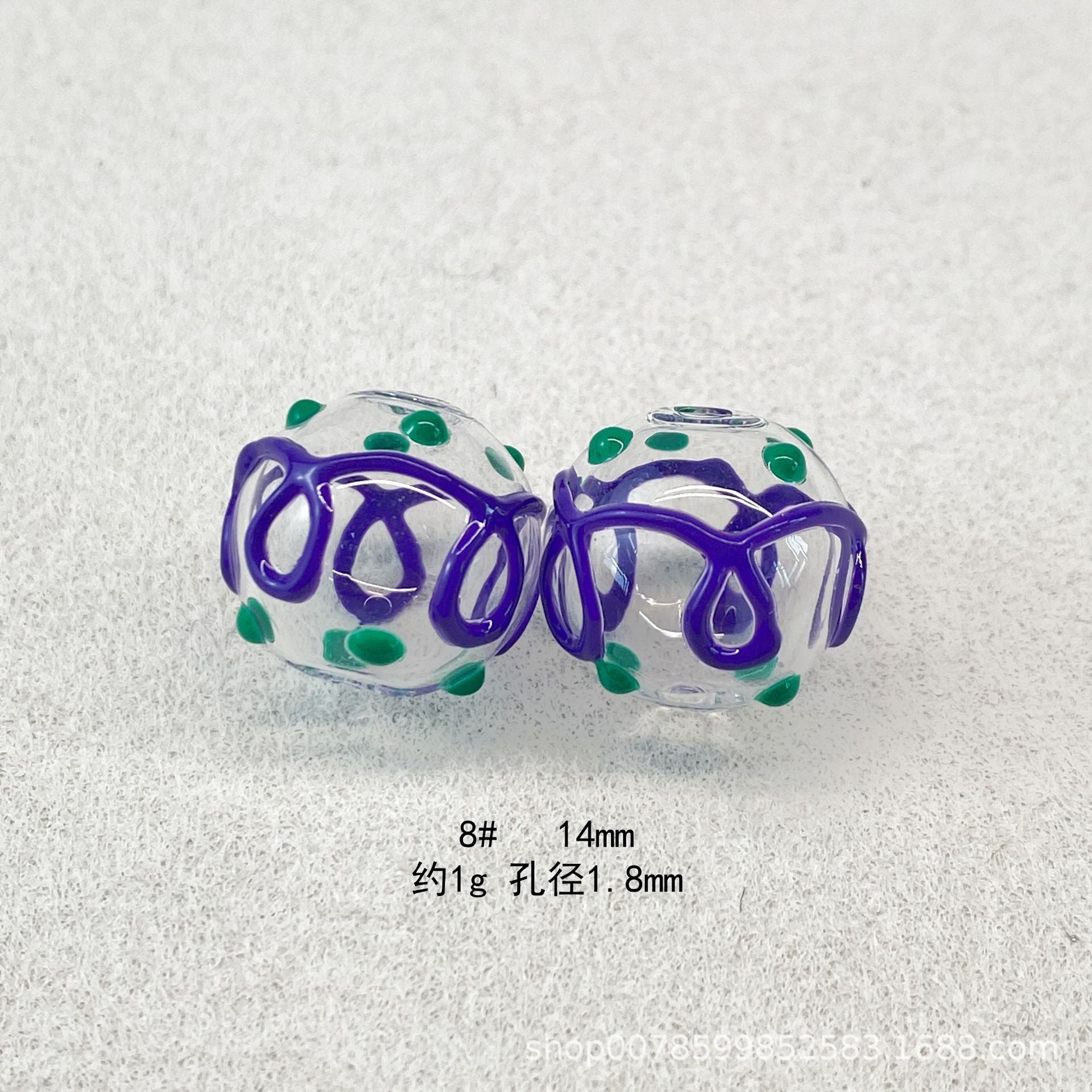 Wholesale 10pcs Transparent hollow glass heart-shaped polka dot hand-painted flower beads
