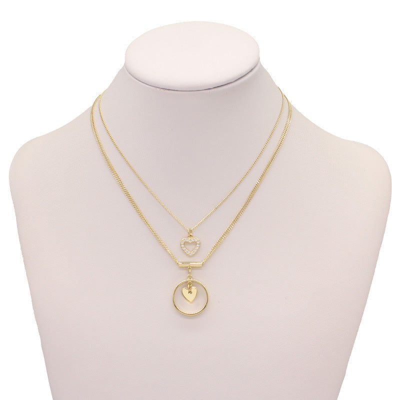 Wholesale Golden Water Wave Chain Geometric Moon Multi-layer Stacking Necklace