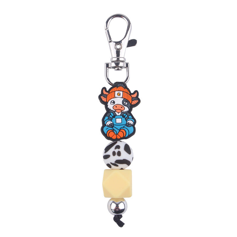 Wholesale Creative Cartoon Beef Beef Beaded Silicone Keychain