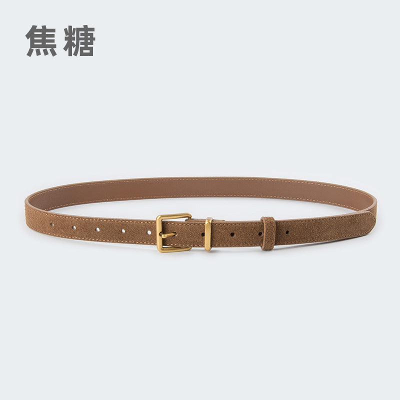 Wholesale Suede leather women' s retro cowhide belt