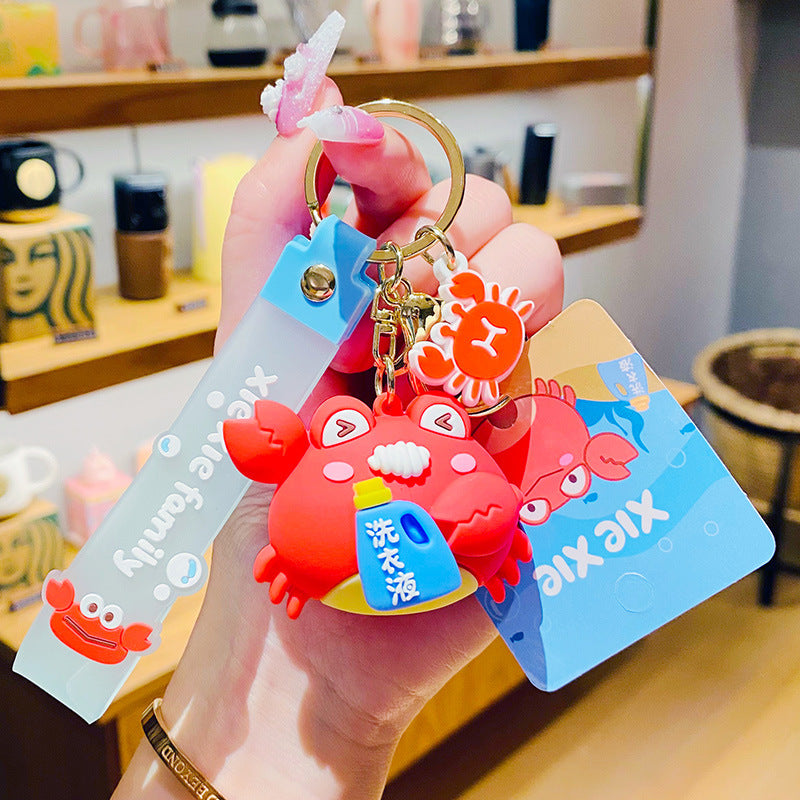Wholesale Silicone Crab Family Keychain
