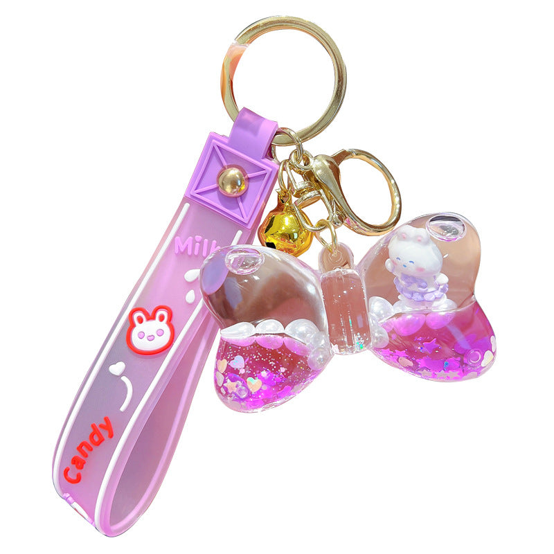 Wholesale New Year Creative Cartoon Bow Quicksand Bottle Bunny Keychain