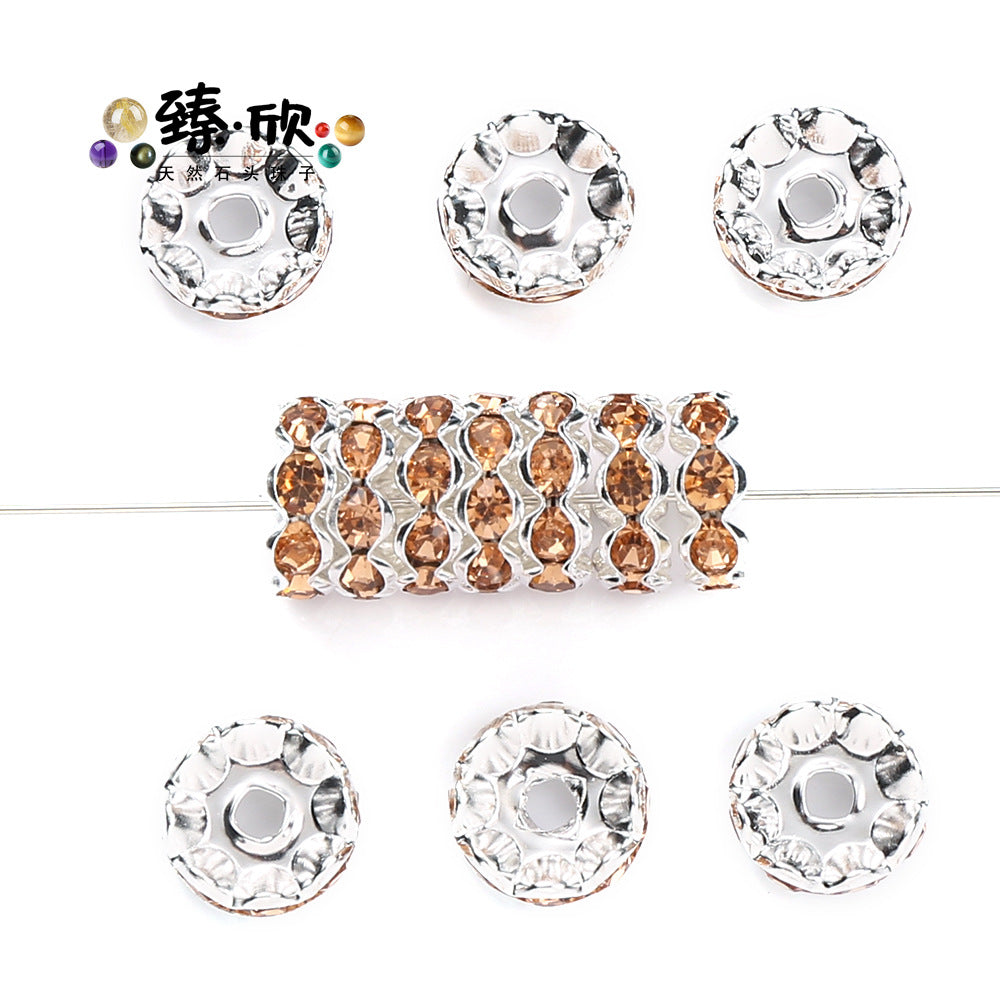 Wholesale 60pcs 12MM Color Wave Rhinestone Diamond Ring Spacer Beads