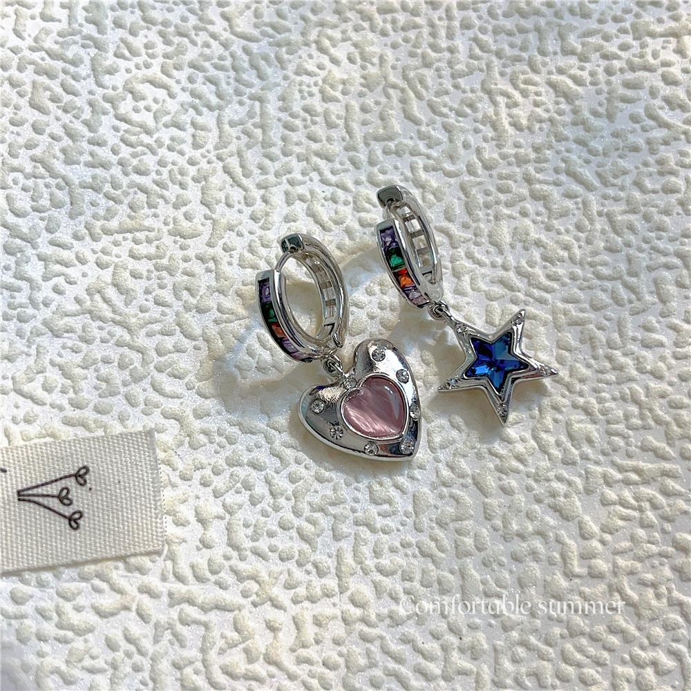 Wholesale Star Heart Zircon Copper Earrings