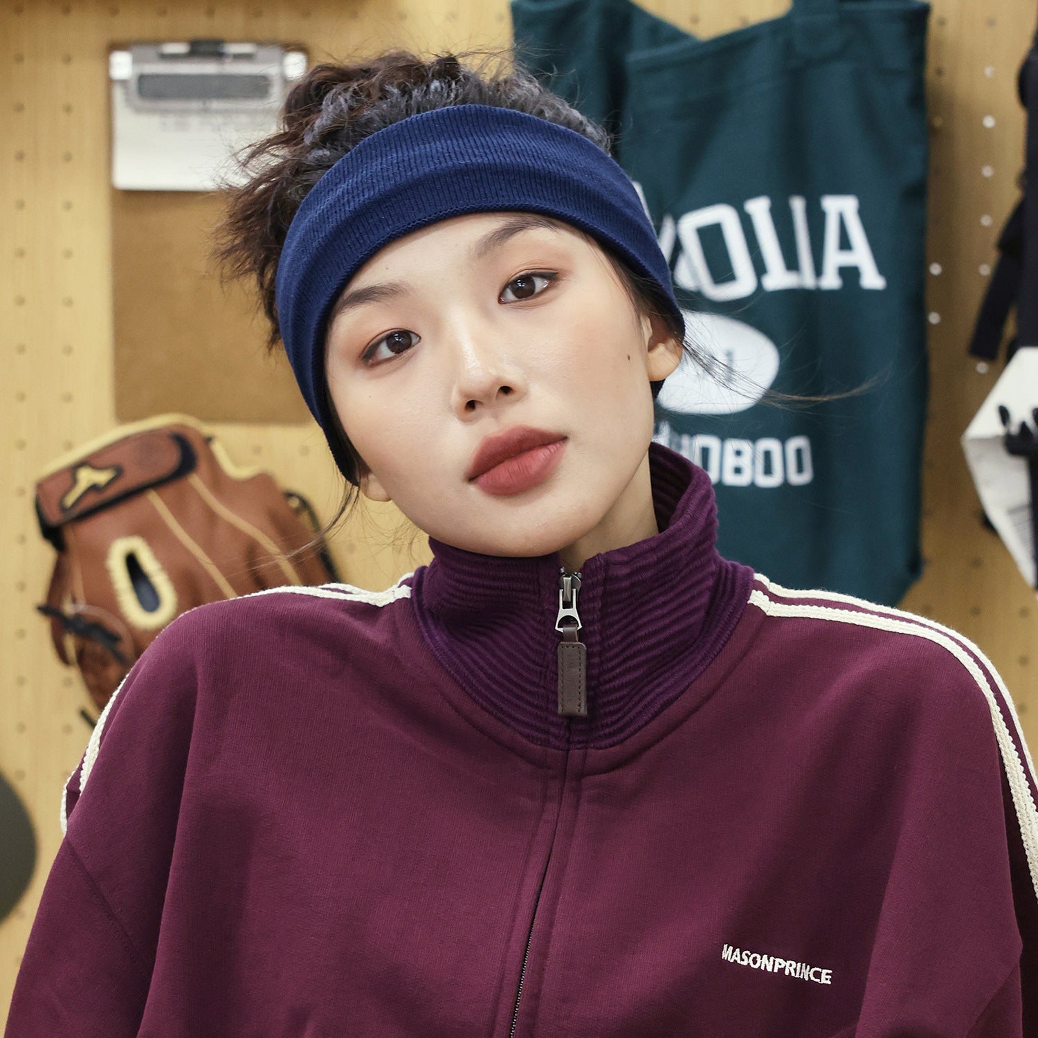 Wholesale knitted wide-brimmed elastic sweat-absorbent sports simple solid color headband for women