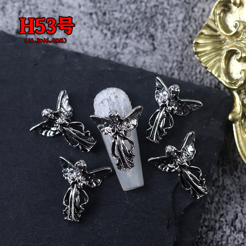 Wholesale Ancient Silver Alloy Angel Skull Nail Art Charms For  Dark Retro Style