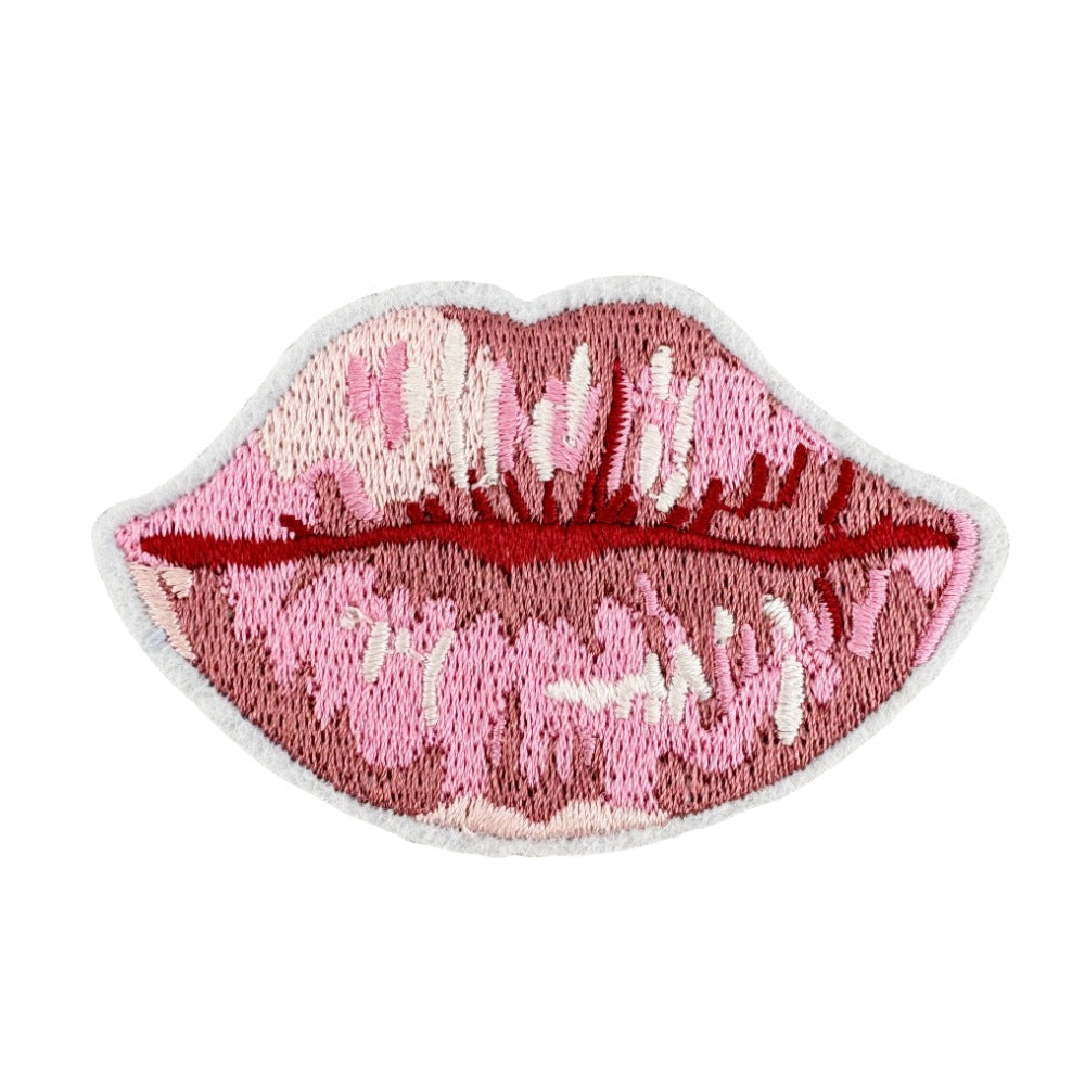 Wholesale Cartoon Pink Heart Cloth Patch Red Lip DIY Patches