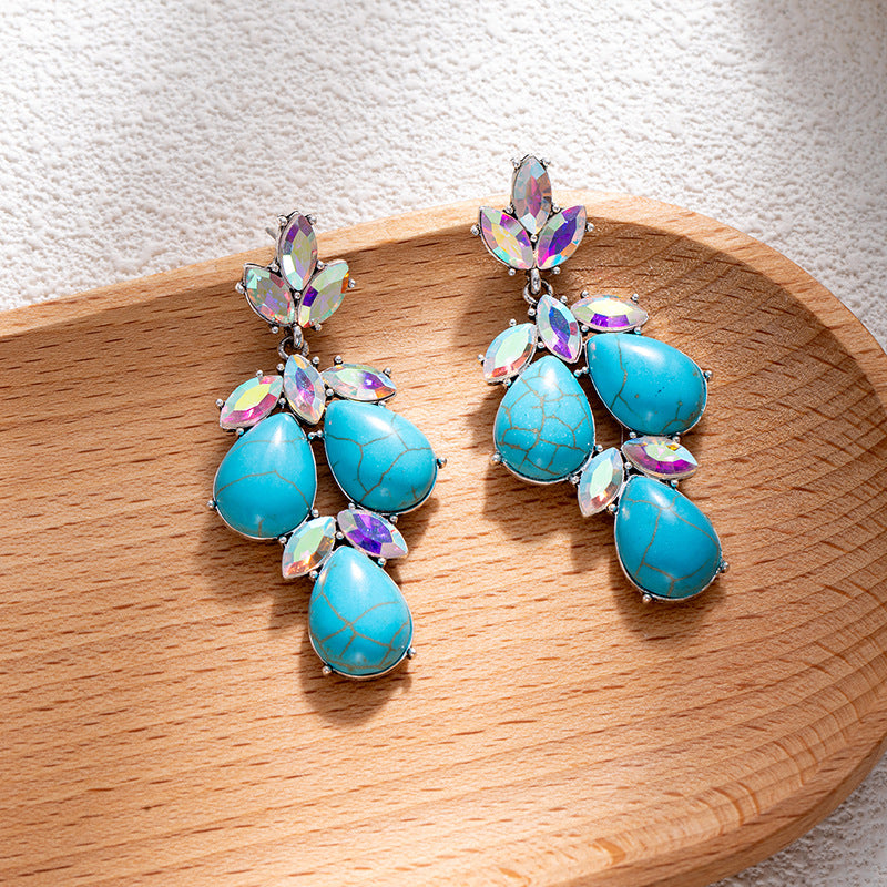 Wholesale Bohemian style turquoise flower earrings