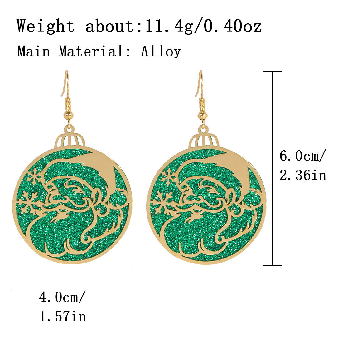 Wholesale Christmas Santa Claus Christmas Tree Metal Earrings