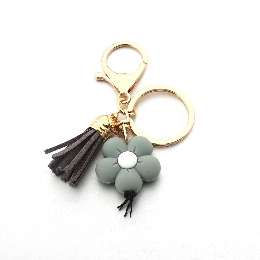 Wholesale Sunflower Tassel Handmade Silicone Bead Tassel Keychain
