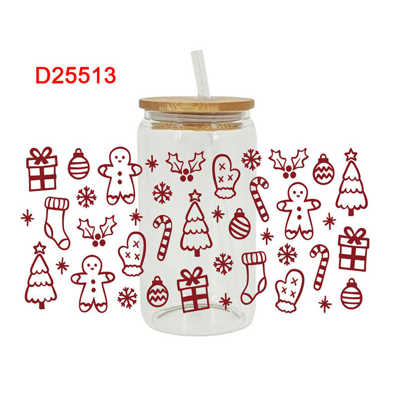 Wholesale Cartoon Christmas Little Snowman Antler 16oz Cup UV DTF Wraps