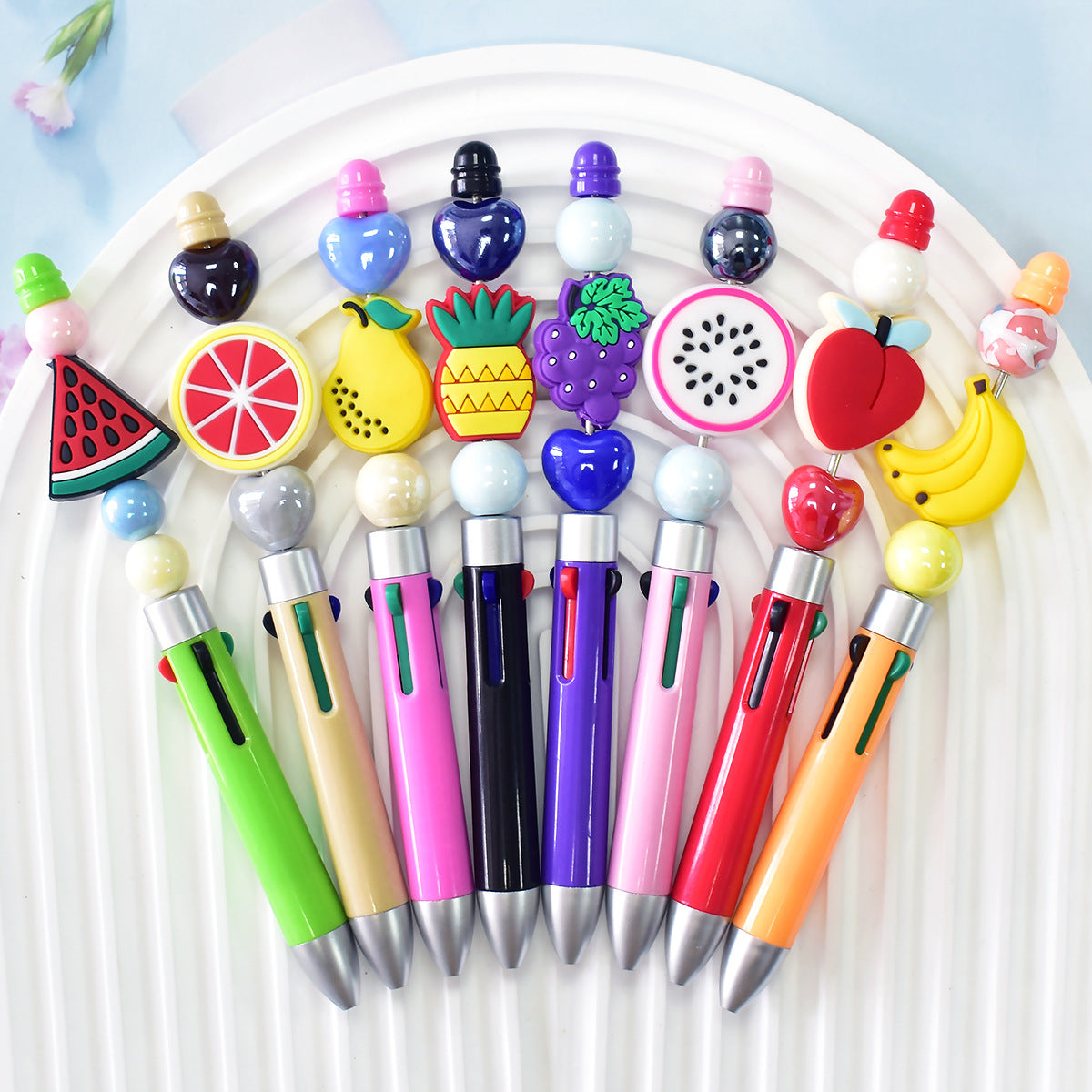 Wholesale  Random 100pcs/pack  Cute cartoon fruit series soft gel ballpoint pen beads