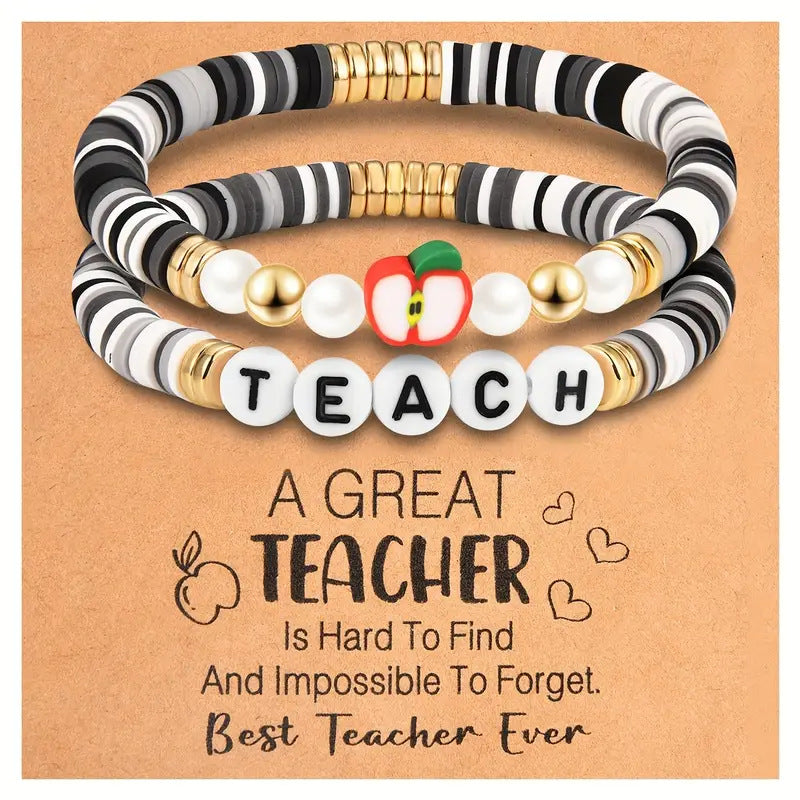 Wholesale  Teachers'  Holiday   Apple Letters Colorful Soft y Bracelet