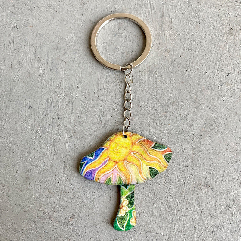 Wholesale 3pcs/pack Alloy Cartoon Colorful Mushroom Keychain