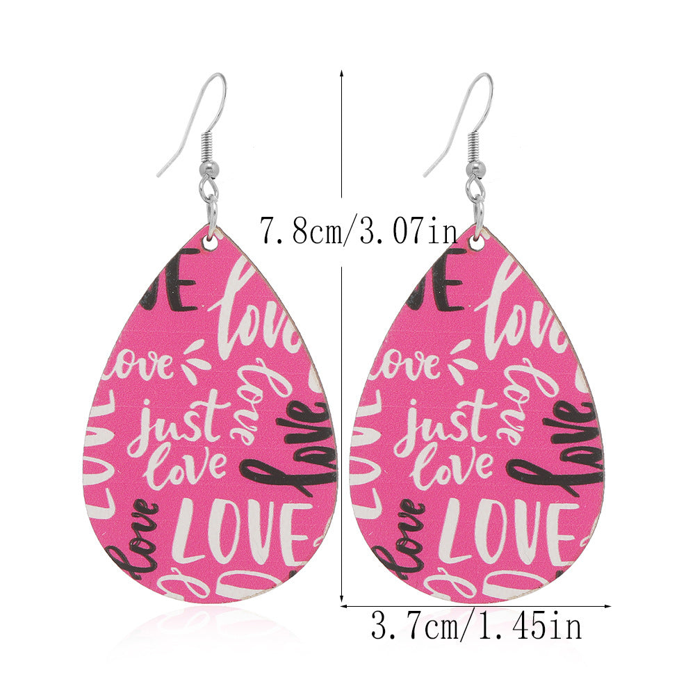 Wholesale Valentine's Day Love Truck Love Letter Printed Wooden Earrings