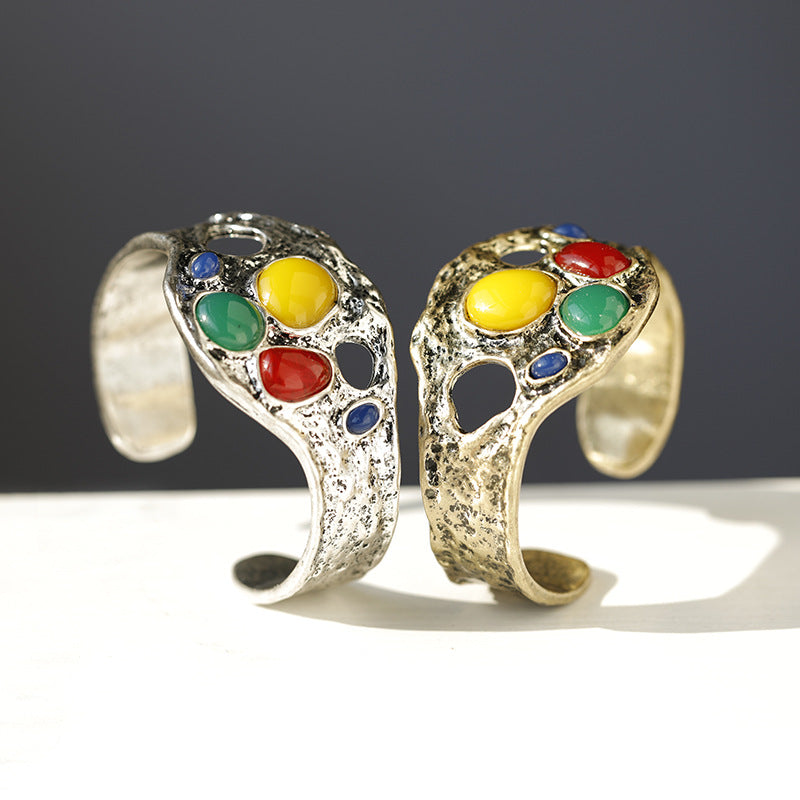 Wholesale diamond color irregular three-dimensional wide bracelet