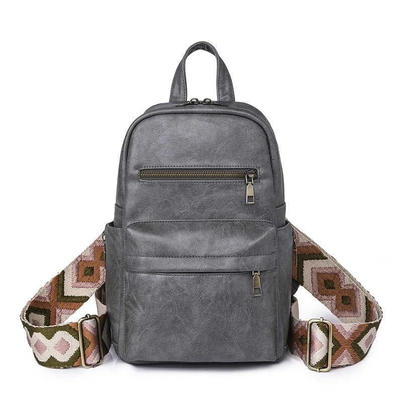 Wholesale PU Retro Solid Color Ladies Backpack