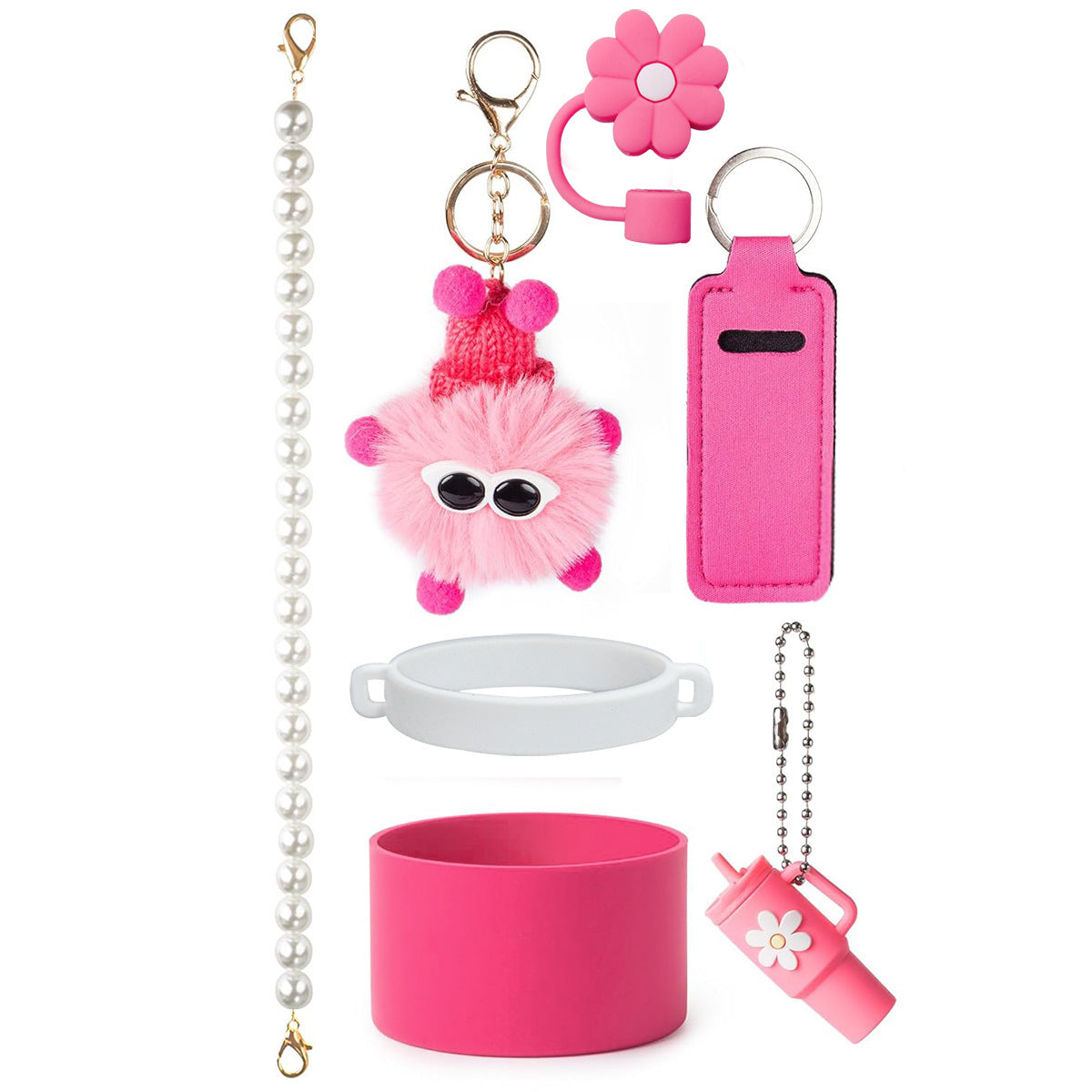 Wholesale Cup cover straw cap keychain plush elf cup accessories