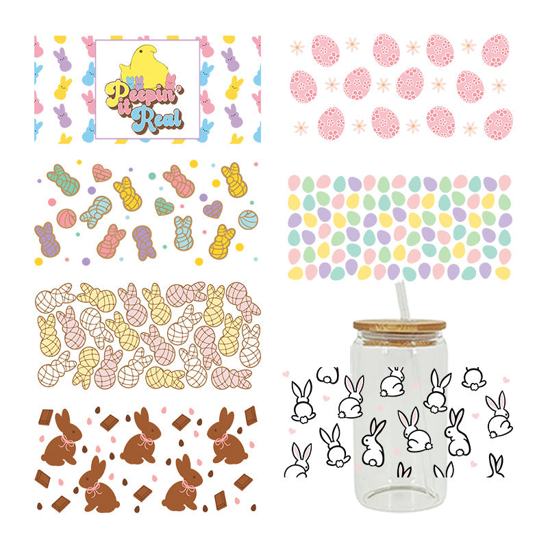 Wholesale UV transfer sticker glass crystal label Crystal sticker 16OZ UV DTF WRAPS 23cmX11cm