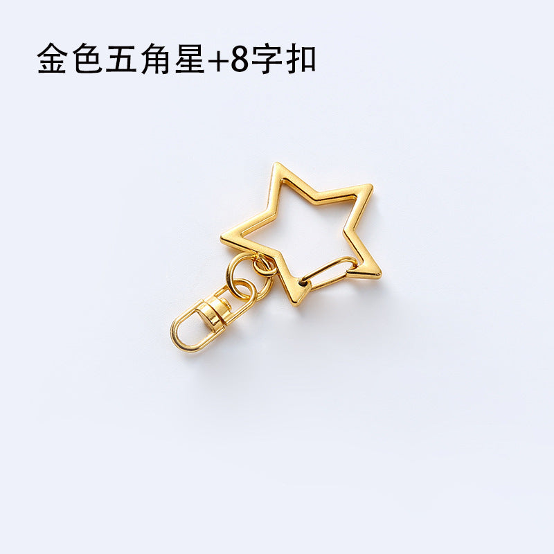 Metal DIY Five-pointed Star Clip Keychain