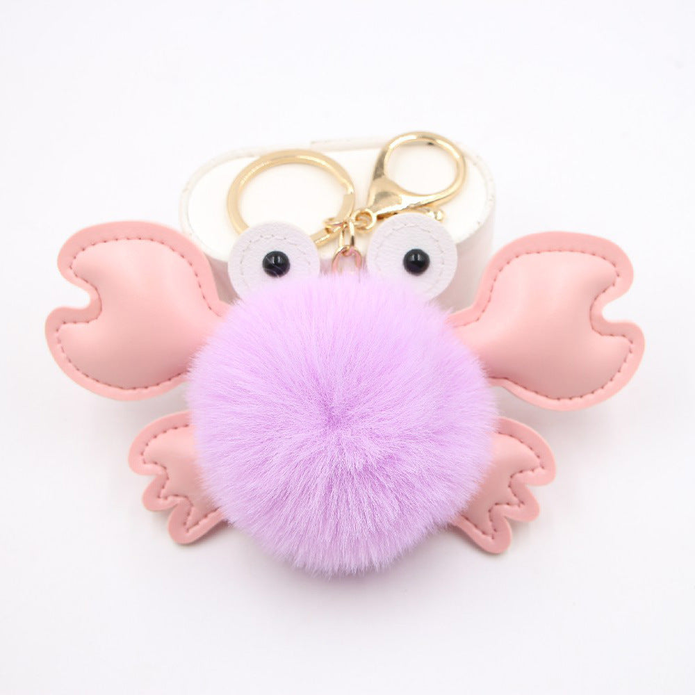 Wholesale Stylish White Leather Crab Pendant Keychain Bag Charm Decorative Gift Accessory
