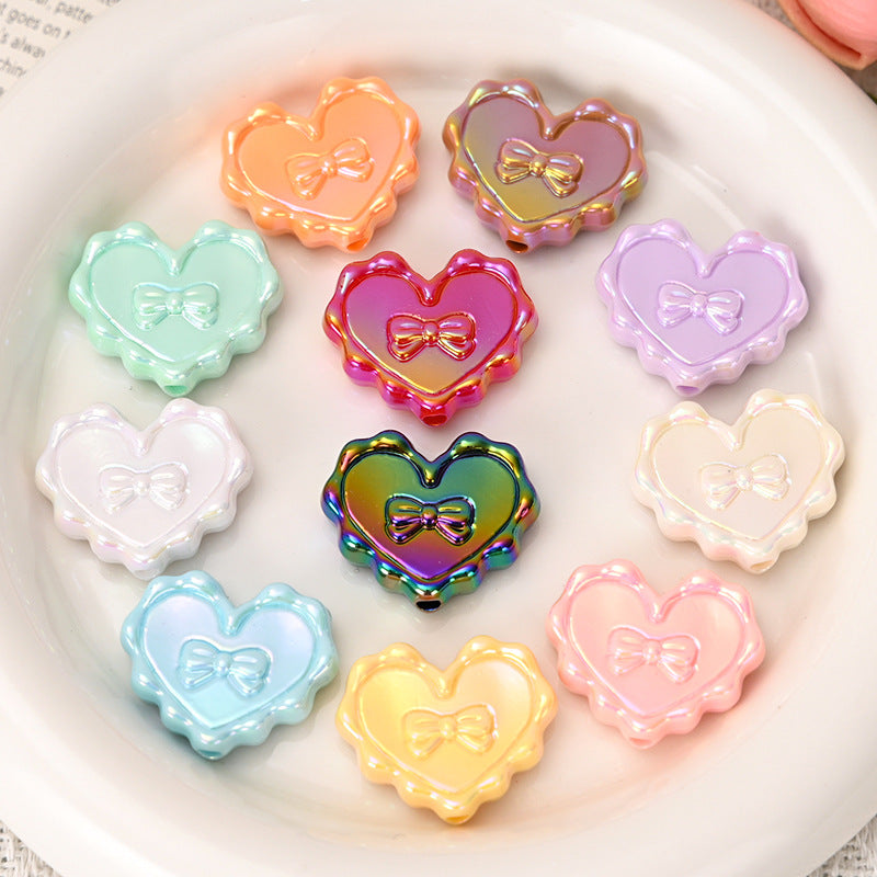 Wholesale  5pcs/pack  Heart-shaped beaded bow   Acrylic Beads